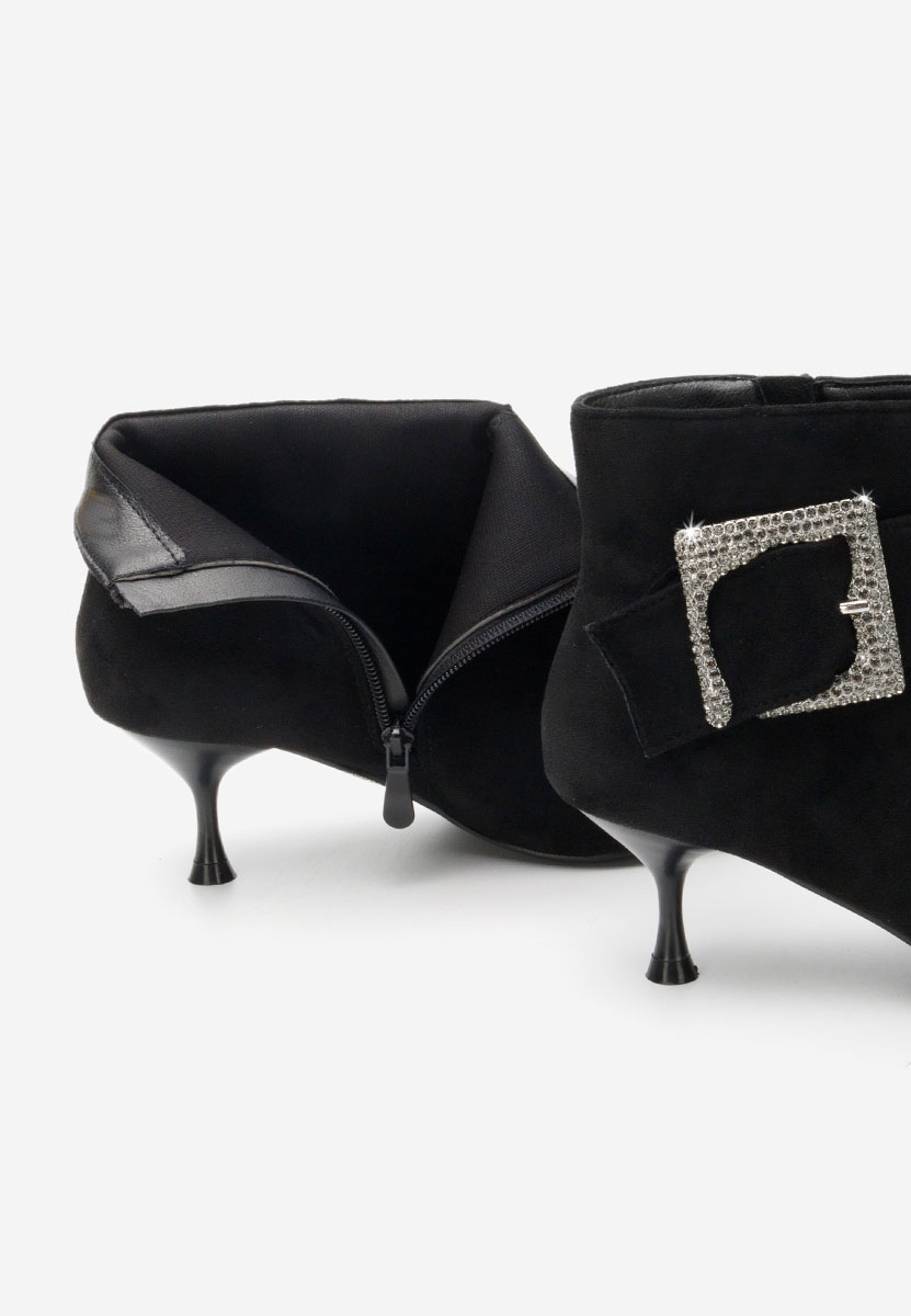 Botine cu toc subtire Karlene negre