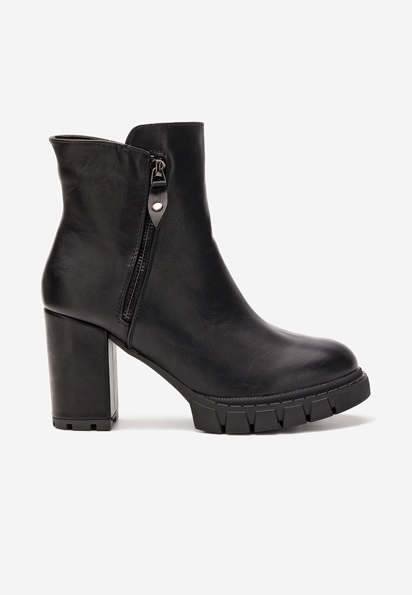 Botine cu toc gros Romanna negre