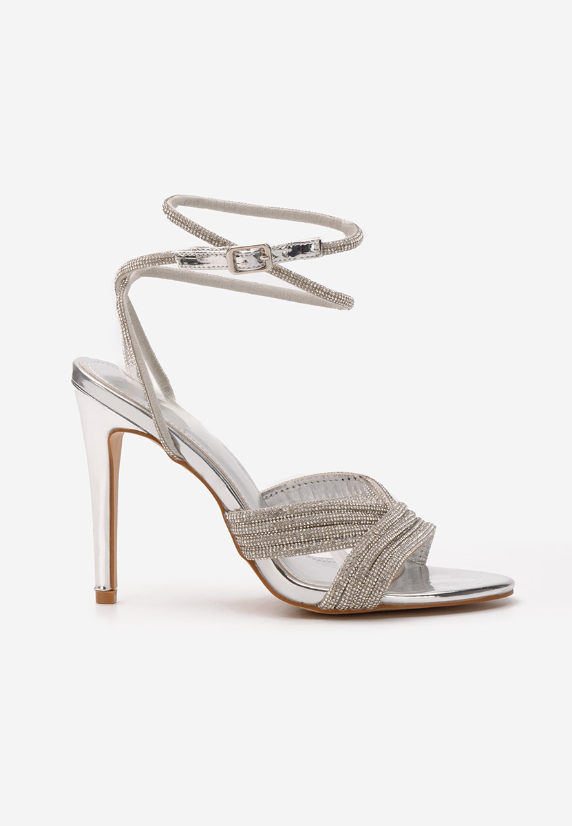 Sandale elegante cu toc Vicenda argintii