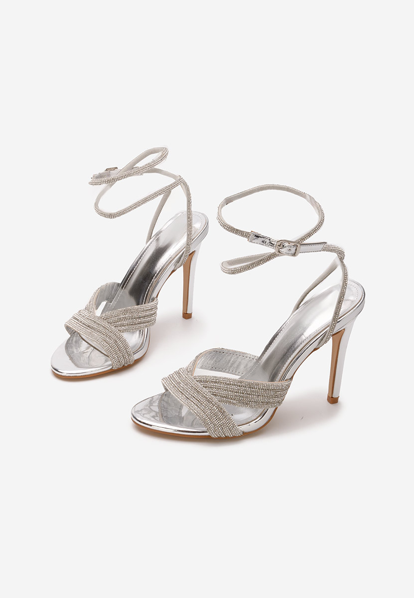 Sandale elegante cu toc Vicenda argintii