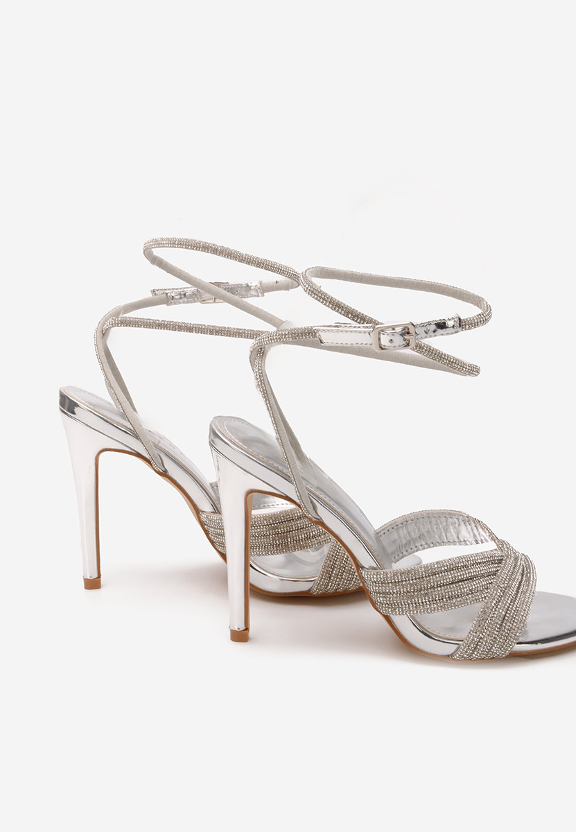 Sandale elegante cu toc Vicenda argintii