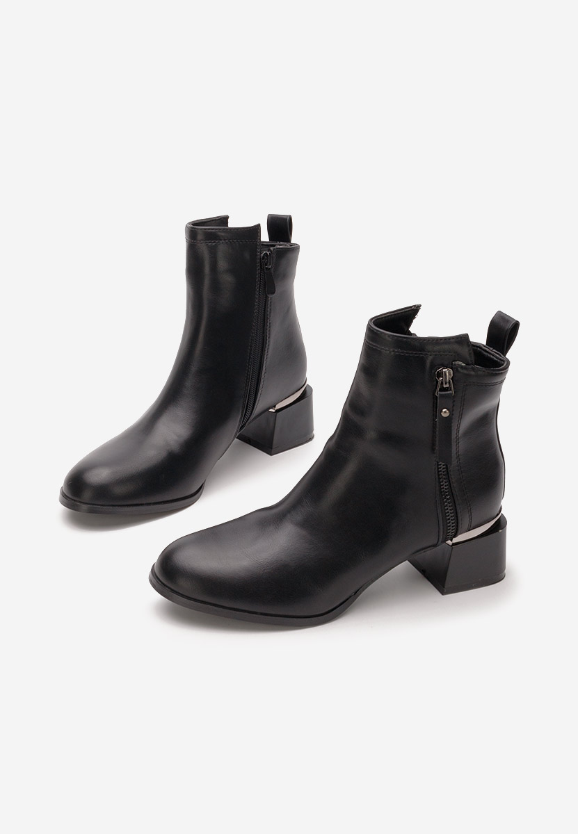 Botine cu toc gros negre Assisa