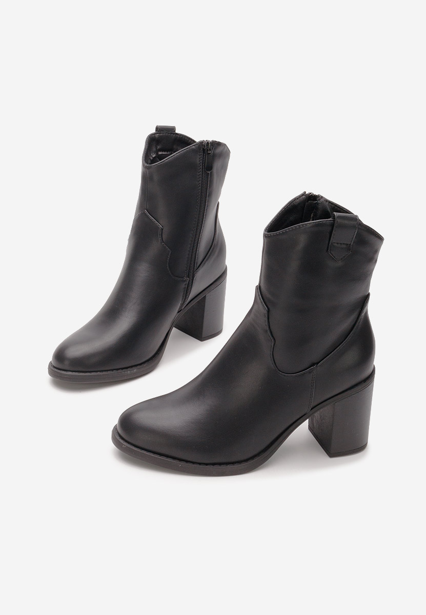 Botine cu toc gros Kaitlin negre