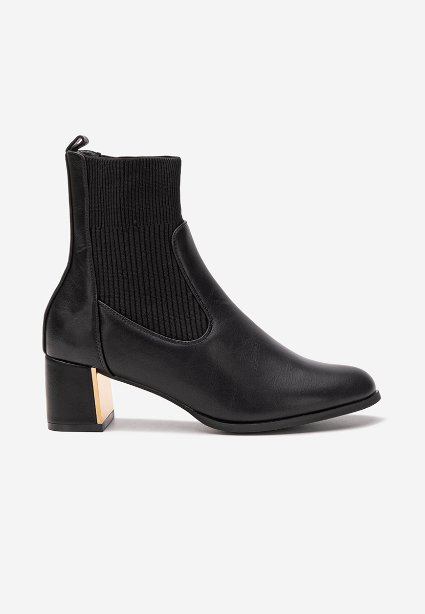 Botine cu toc gros Albertha negre