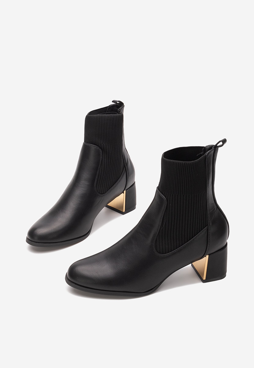 Botine cu toc gros Albertha negre