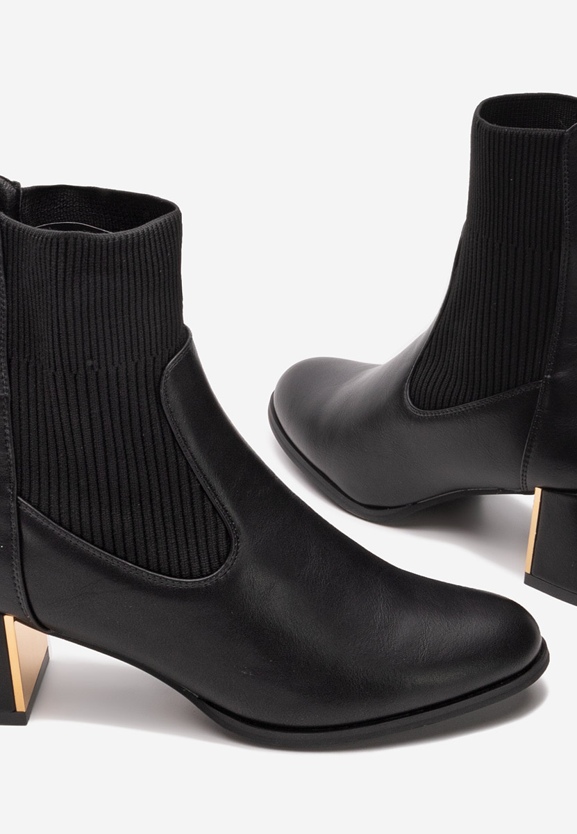 Botine cu toc gros Albertha negre