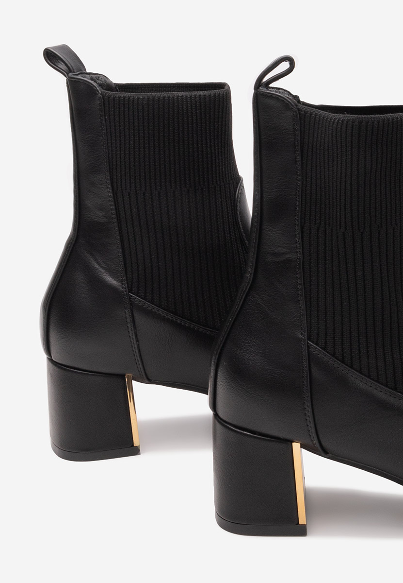 Botine cu toc gros Albertha negre