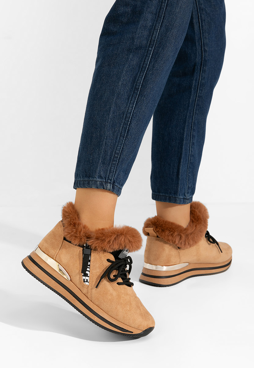 Sneakers dama imblaniti Hermina camel