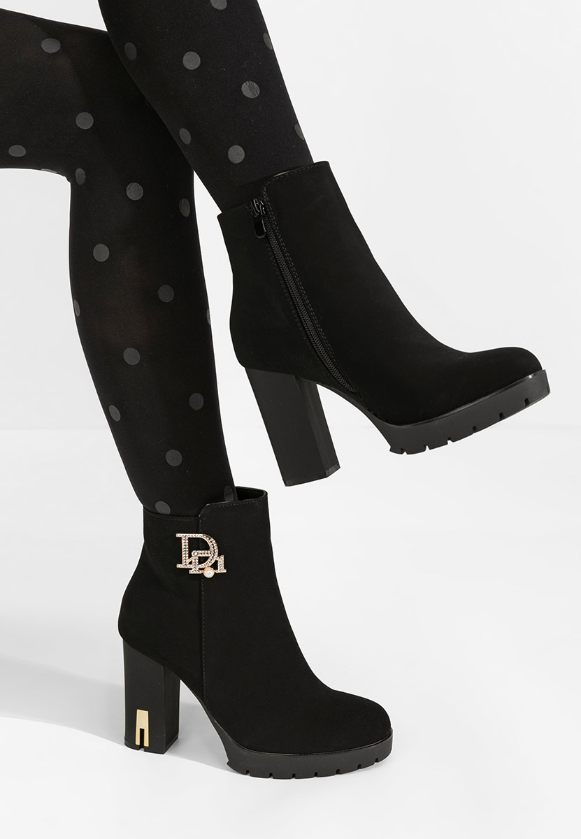 Botine cu toc gros Flossie negre