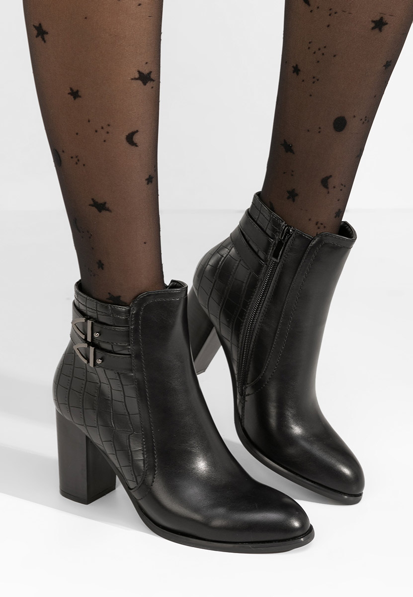 Botine cu toc gros Theodore negre
