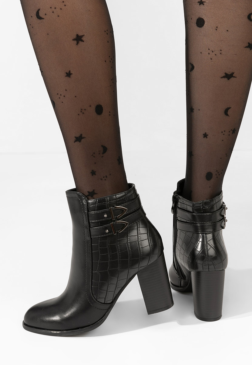 Botine cu toc gros Theodore negre