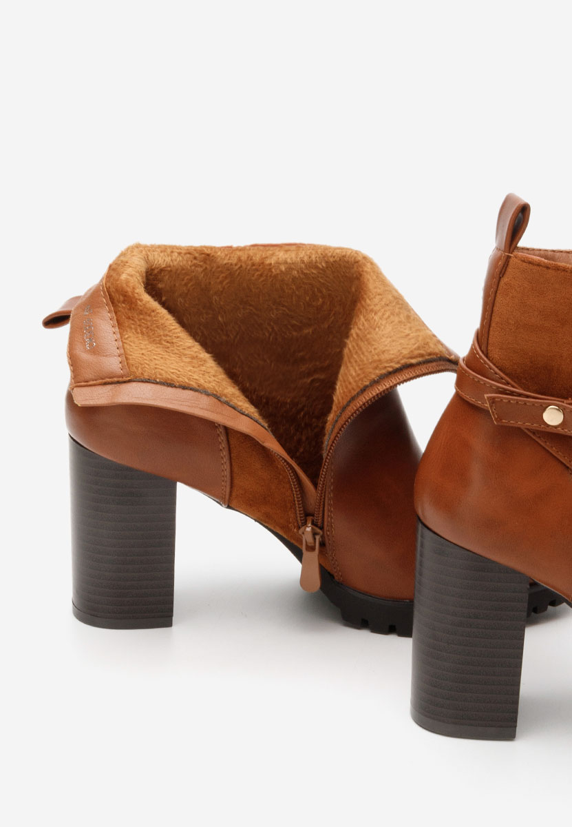Botine cu toc gros Aleshia camel