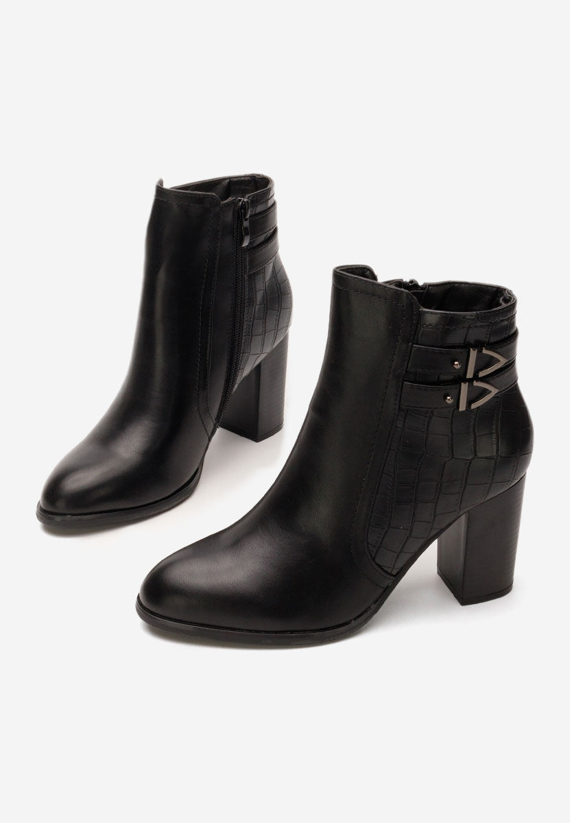 Botine cu toc gros Theodore negre
