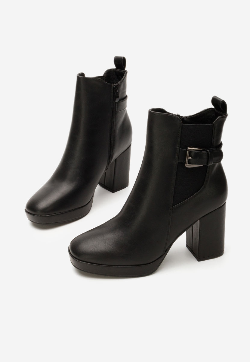 Botine cu toc gros Sumiko negre