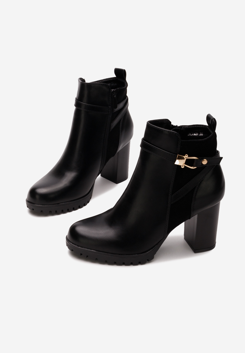 Botine cu toc gros Aleshia negre