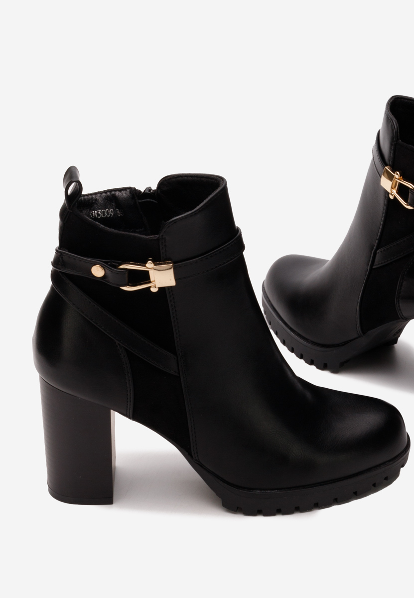 Botine cu toc gros Aleshia negre