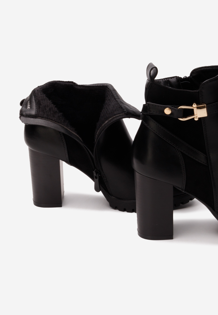 Botine cu toc gros Aleshia negre