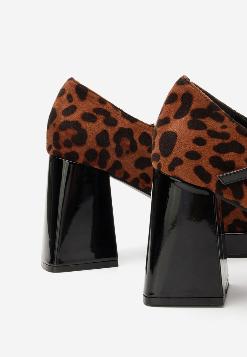 Pantofi cu toc gros Elany leopard