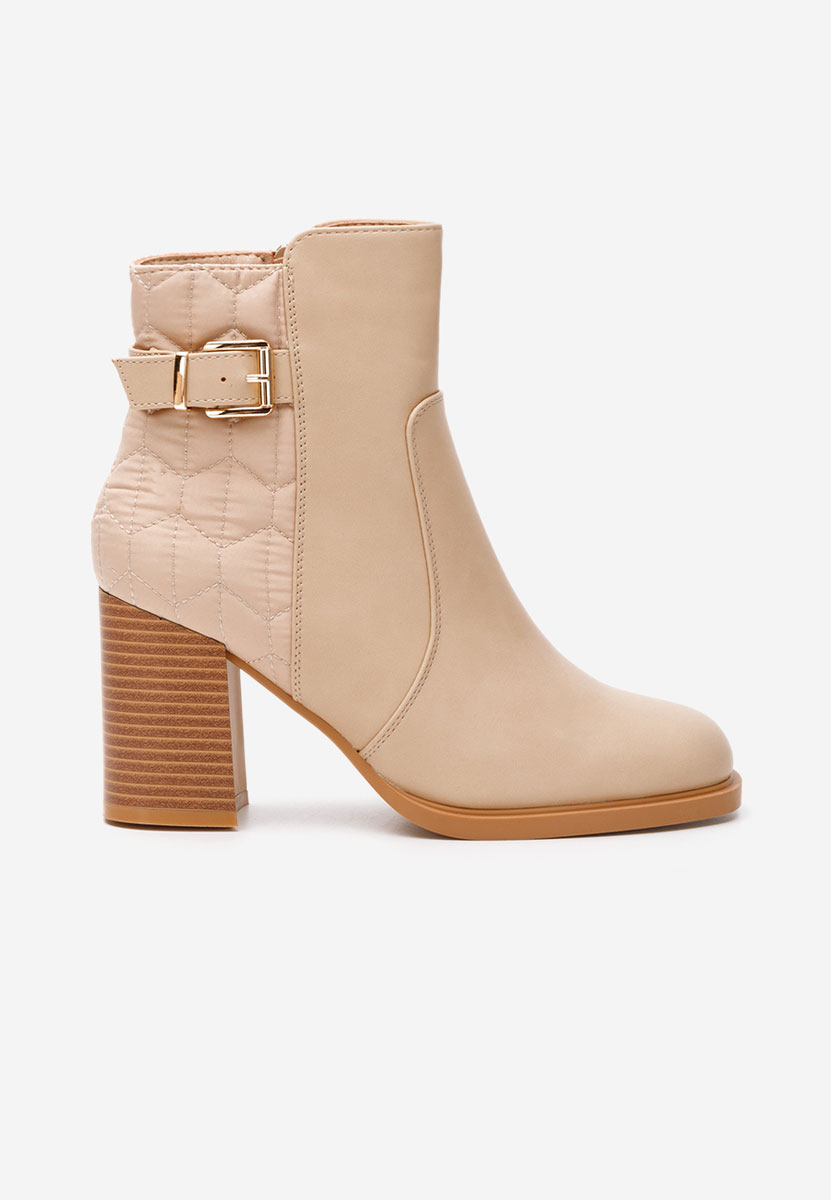 Botine cu toc gros Claudette bej