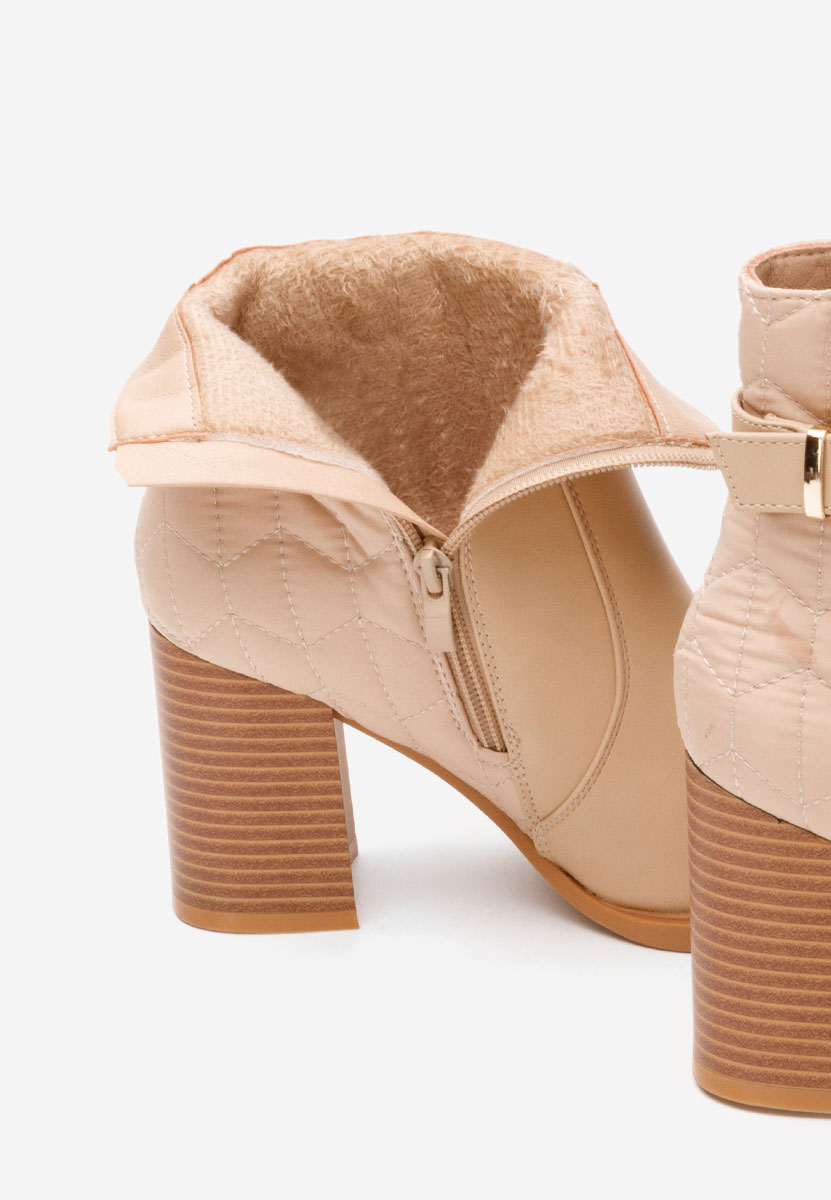 Botine cu toc gros Claudette bej