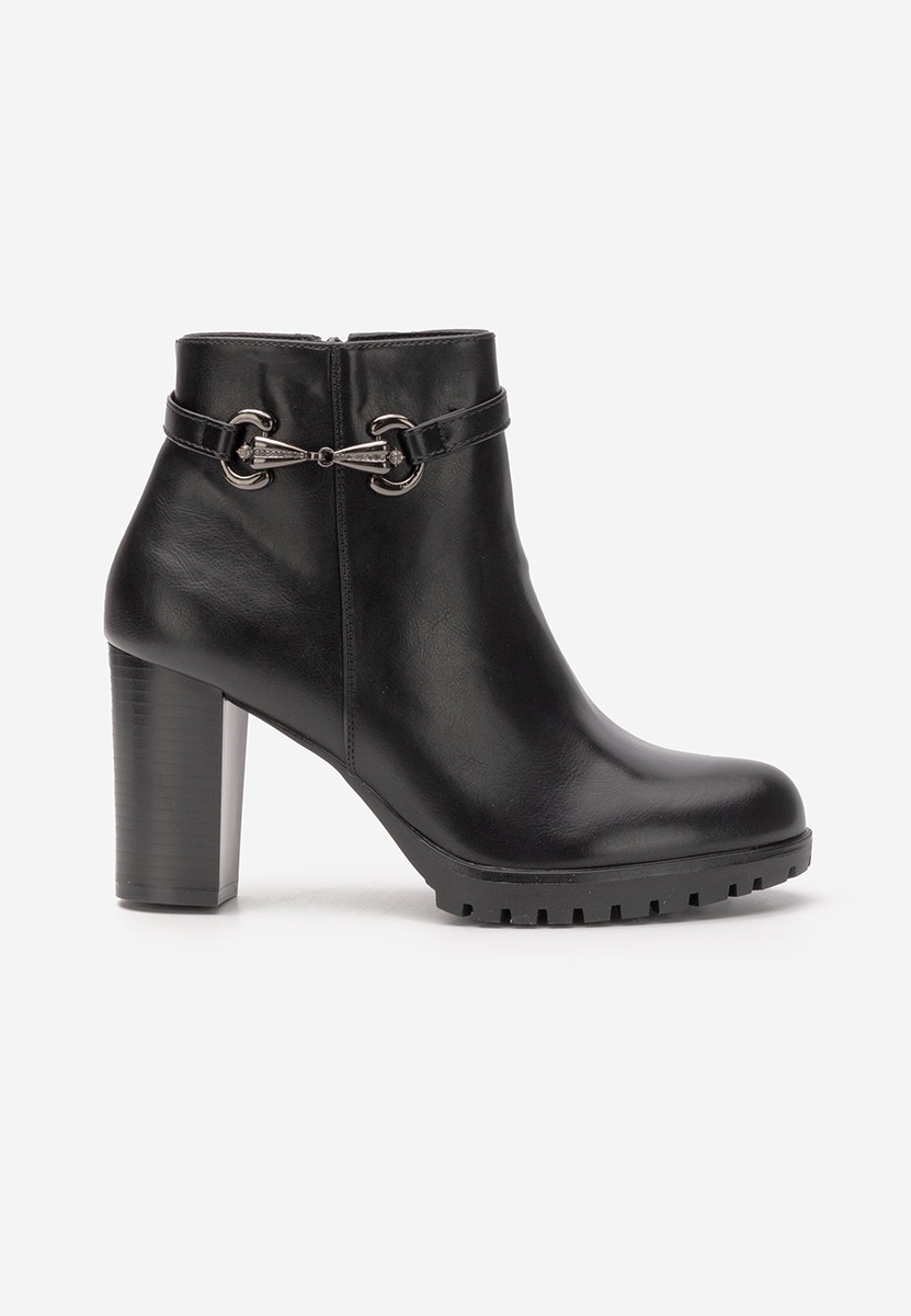 Botine cu toc gros Nesia negre