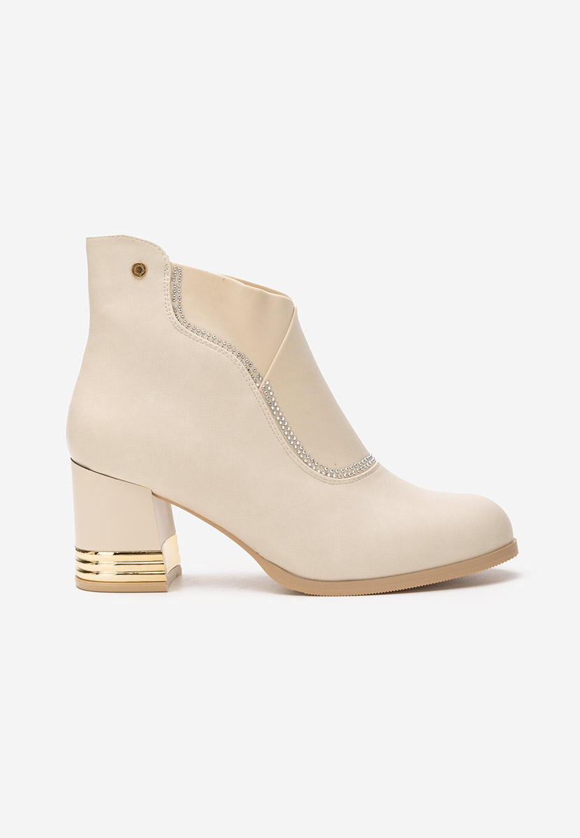 Botine cu toc gros Mirtha bej
