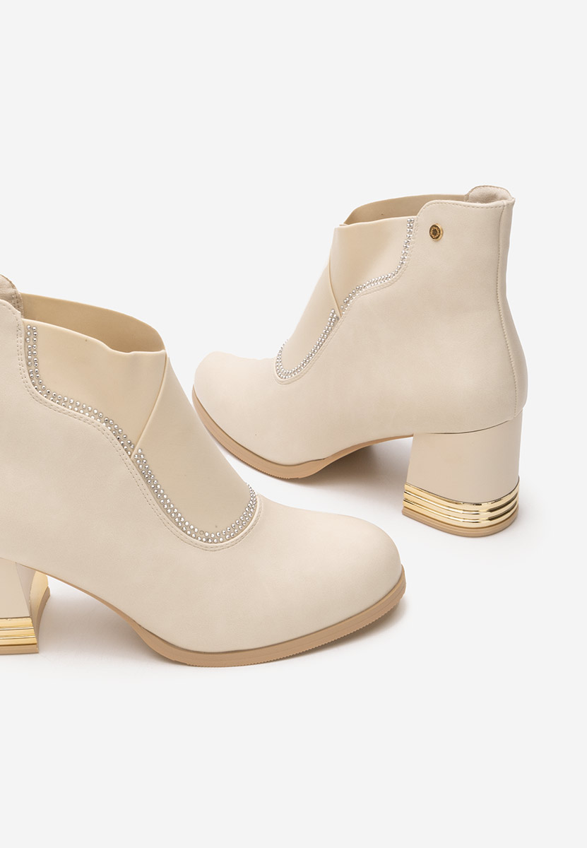 Botine cu toc gros Mirtha bej