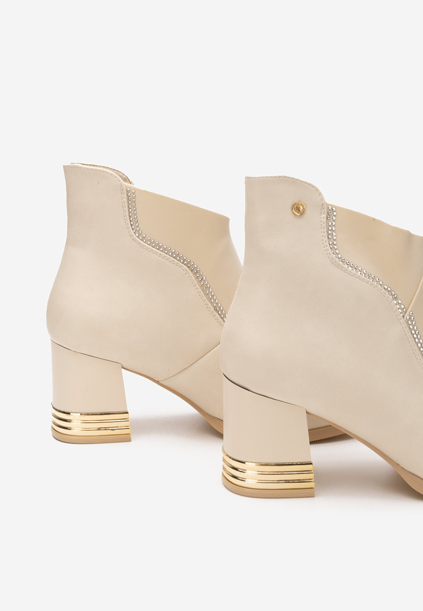 Botine cu toc gros Mirtha bej