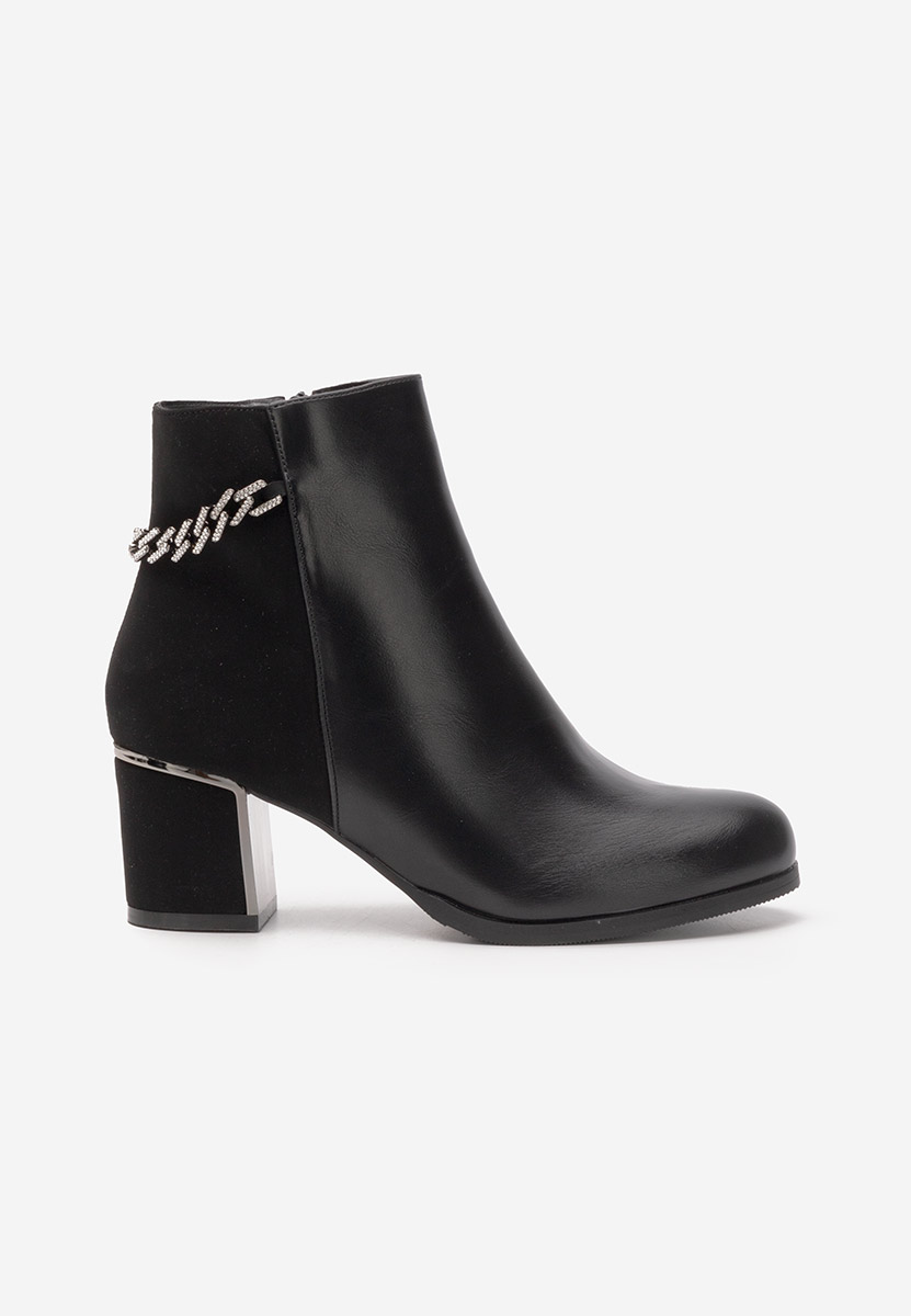 Botine cu toc gros Akilah negre