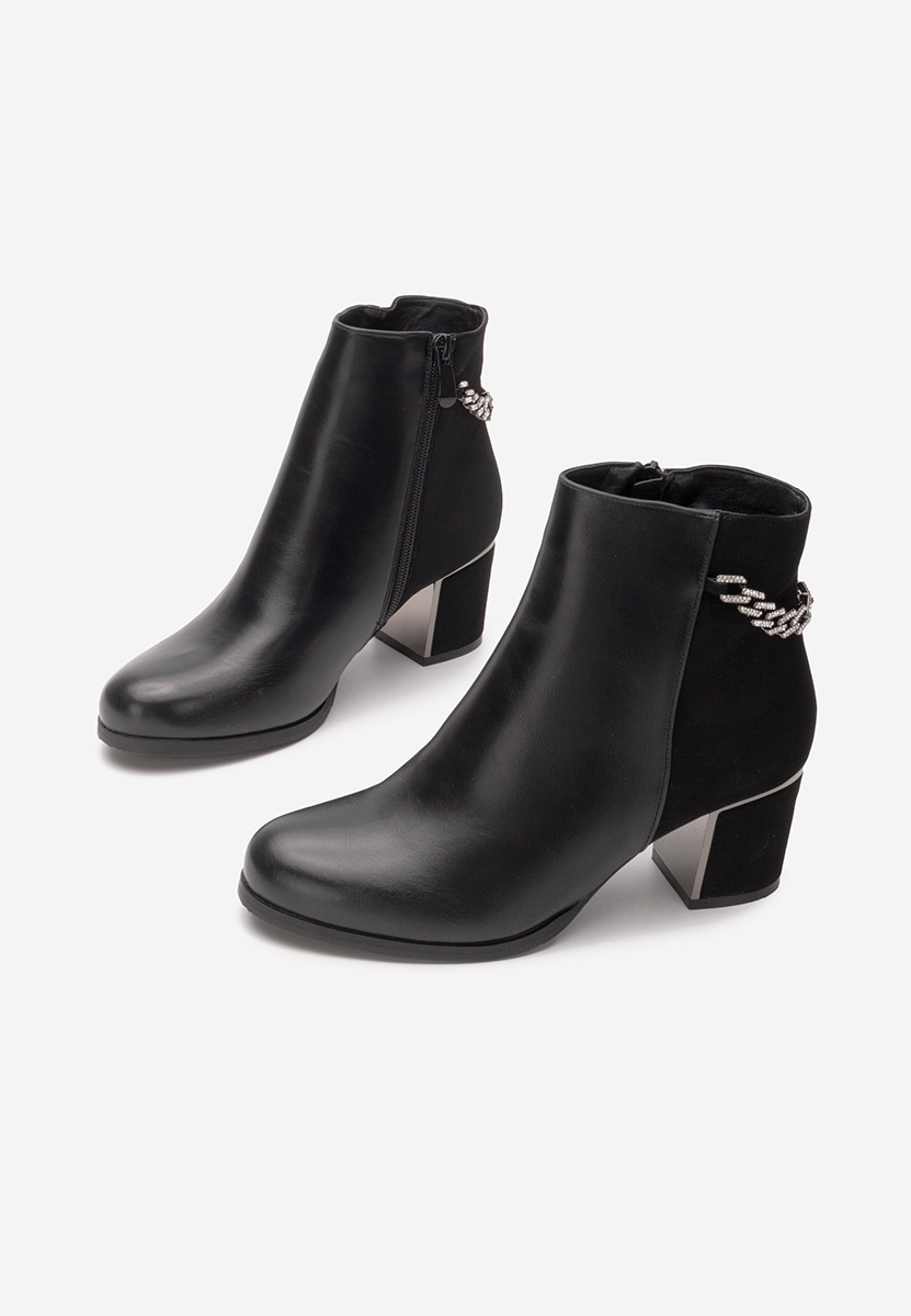 Botine cu toc gros Akilah negre