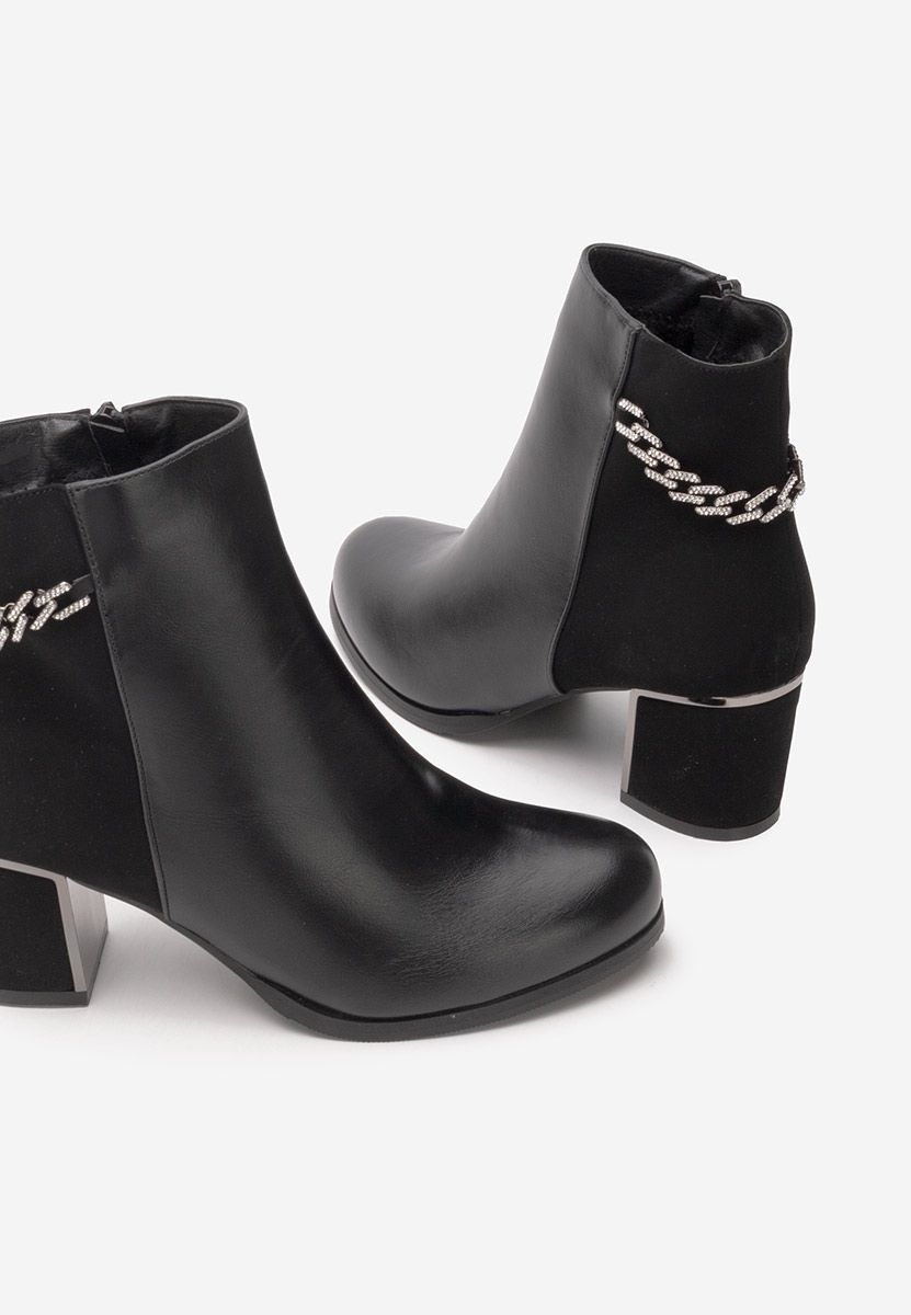 Botine cu toc gros Akilah negre