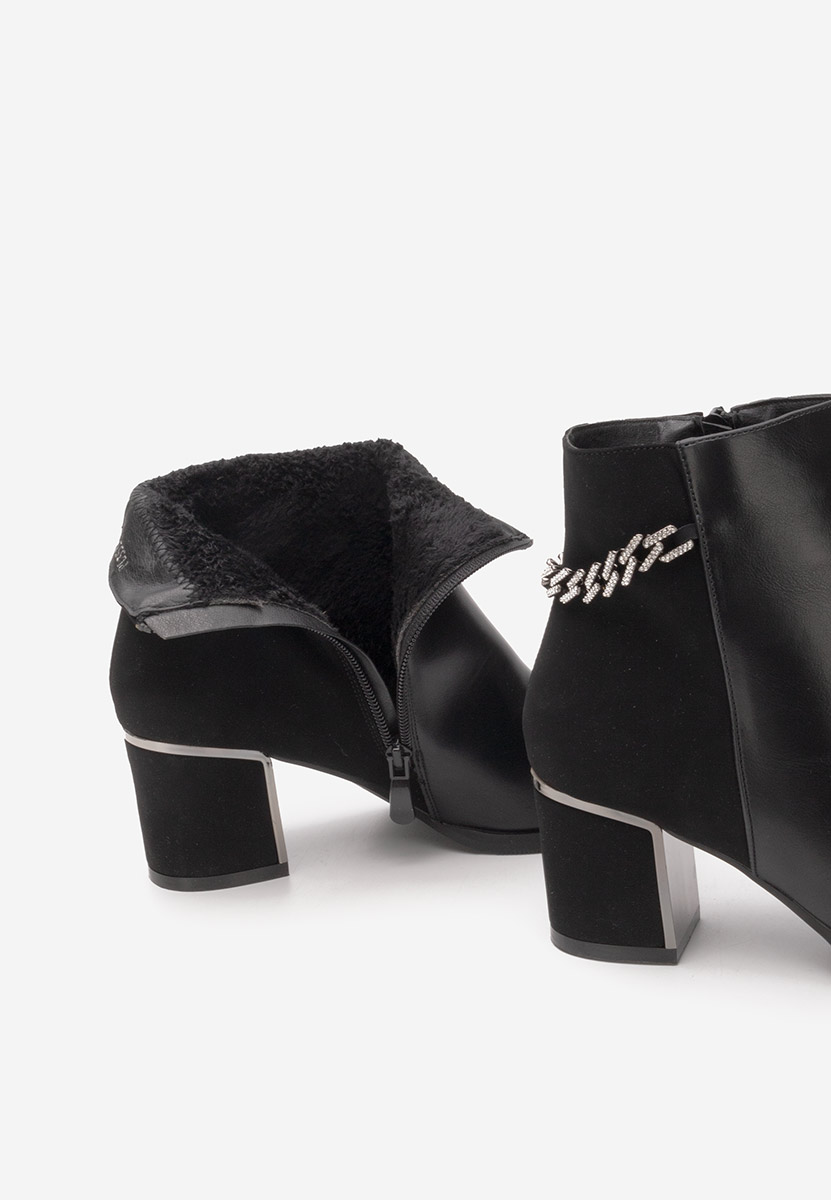 Botine cu toc gros Akilah negre