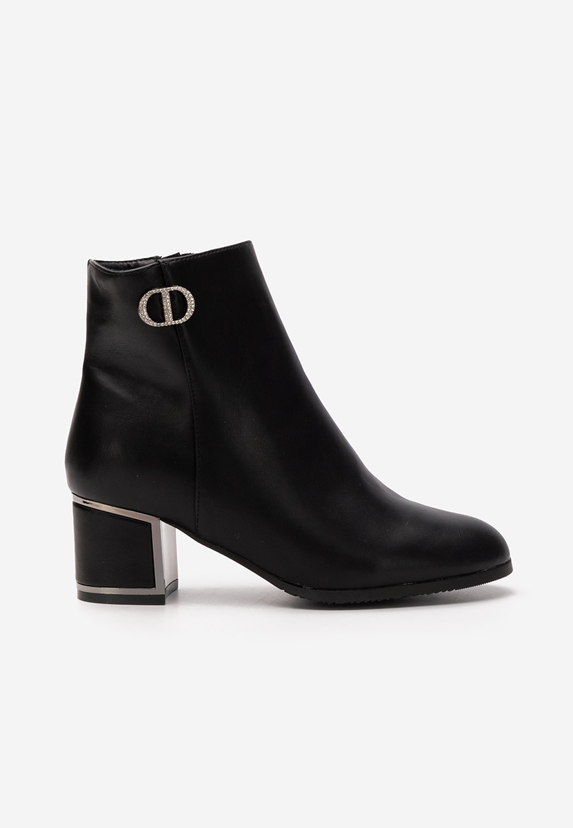 Botine cu toc gros Delmy negre