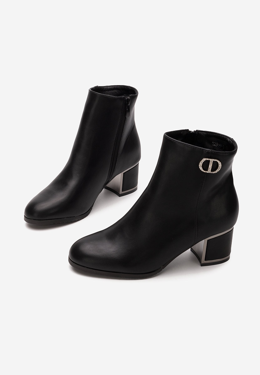 Botine cu toc gros Delmy negre