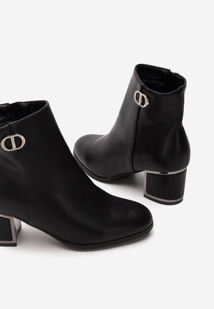 Botine cu toc gros Delmy negre