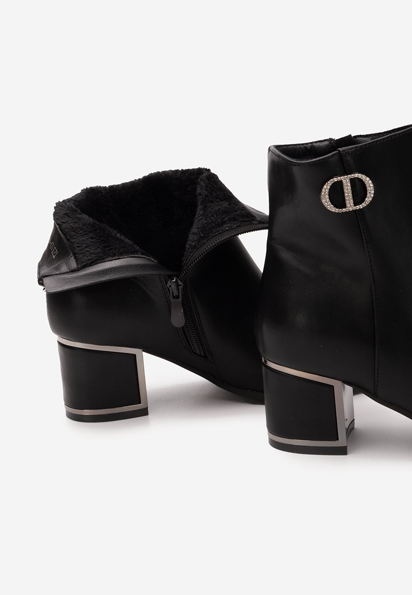 Botine cu toc gros Delmy negre