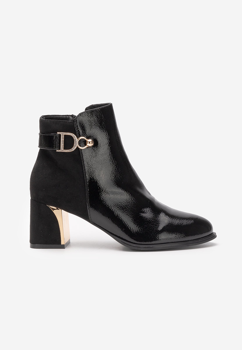 Botine cu toc gros Cherie negre
