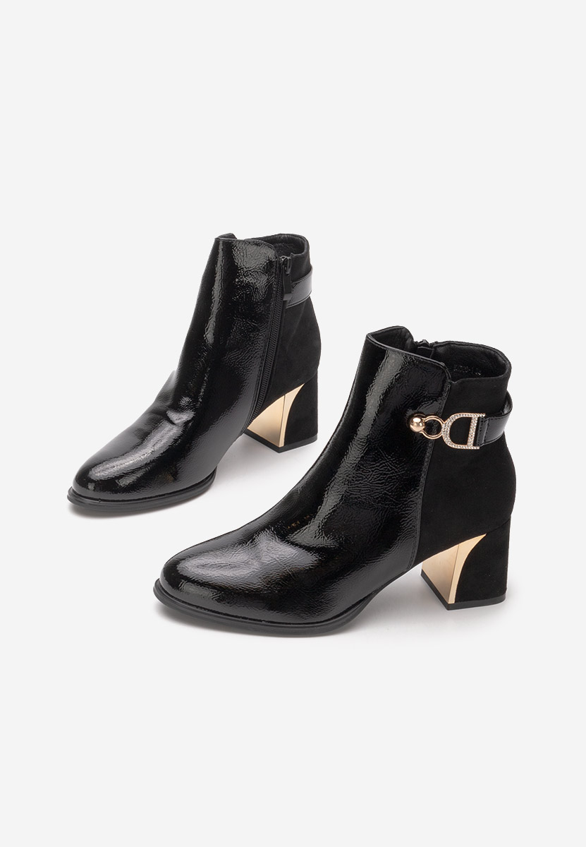 Botine cu toc gros Cherie negre