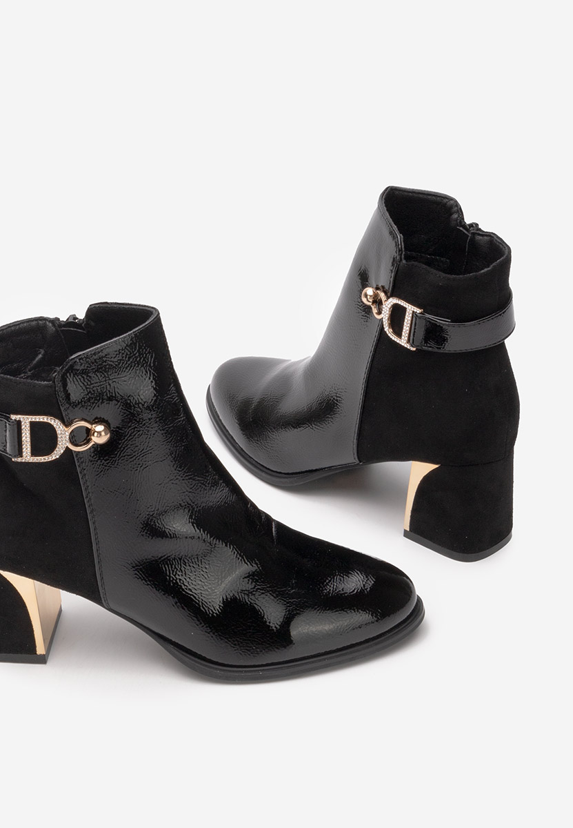 Botine cu toc gros Cherie negre