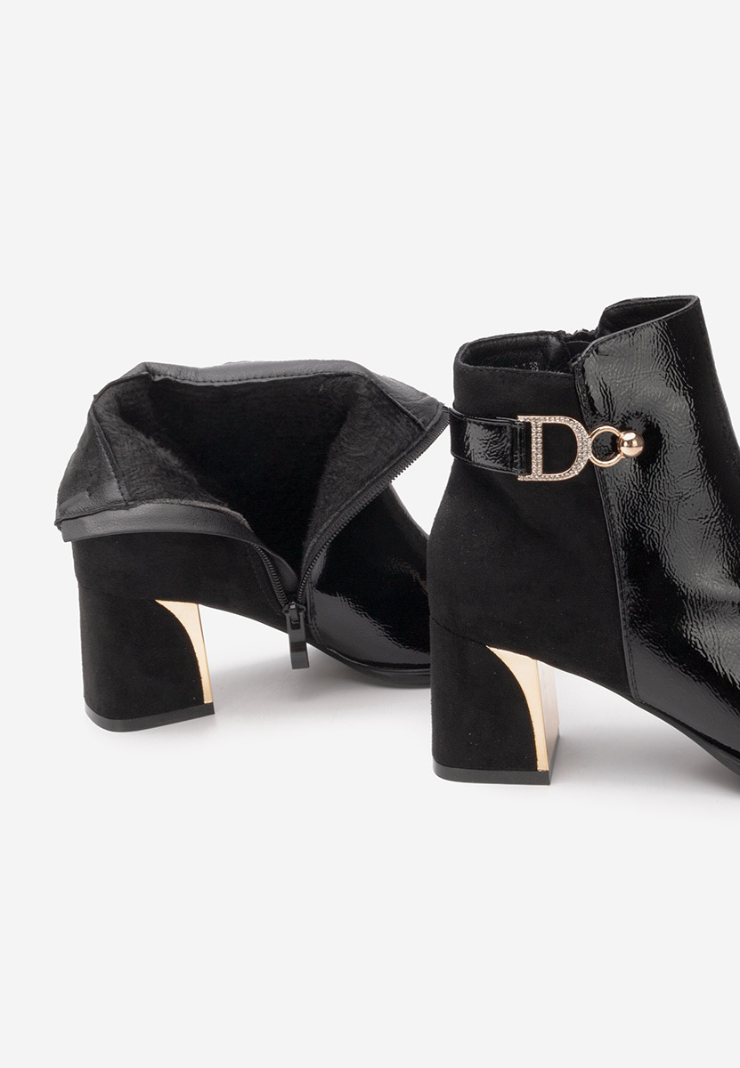 Botine cu toc gros Cherie negre