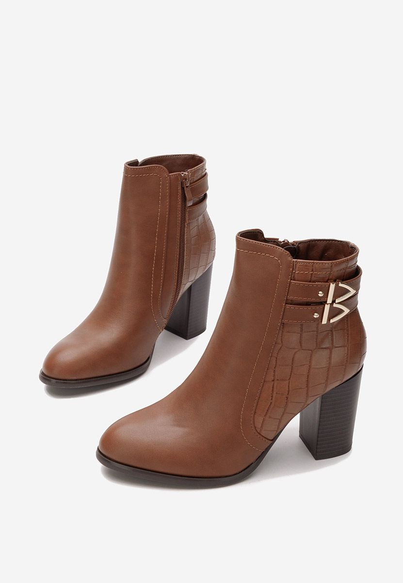 Botine cu toc gros Theodore camel