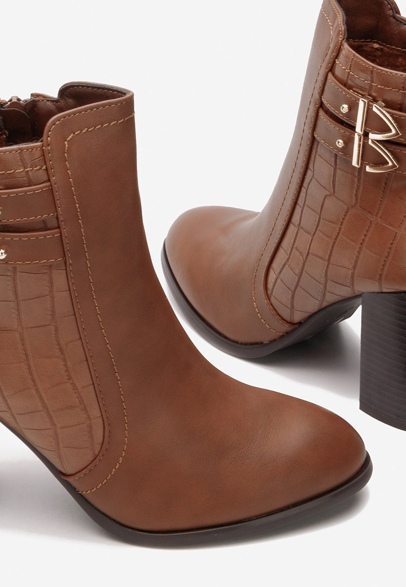 Botine cu toc gros Theodore camel