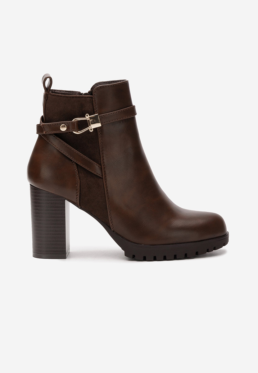 Botine cu toc gros Aleshia maro