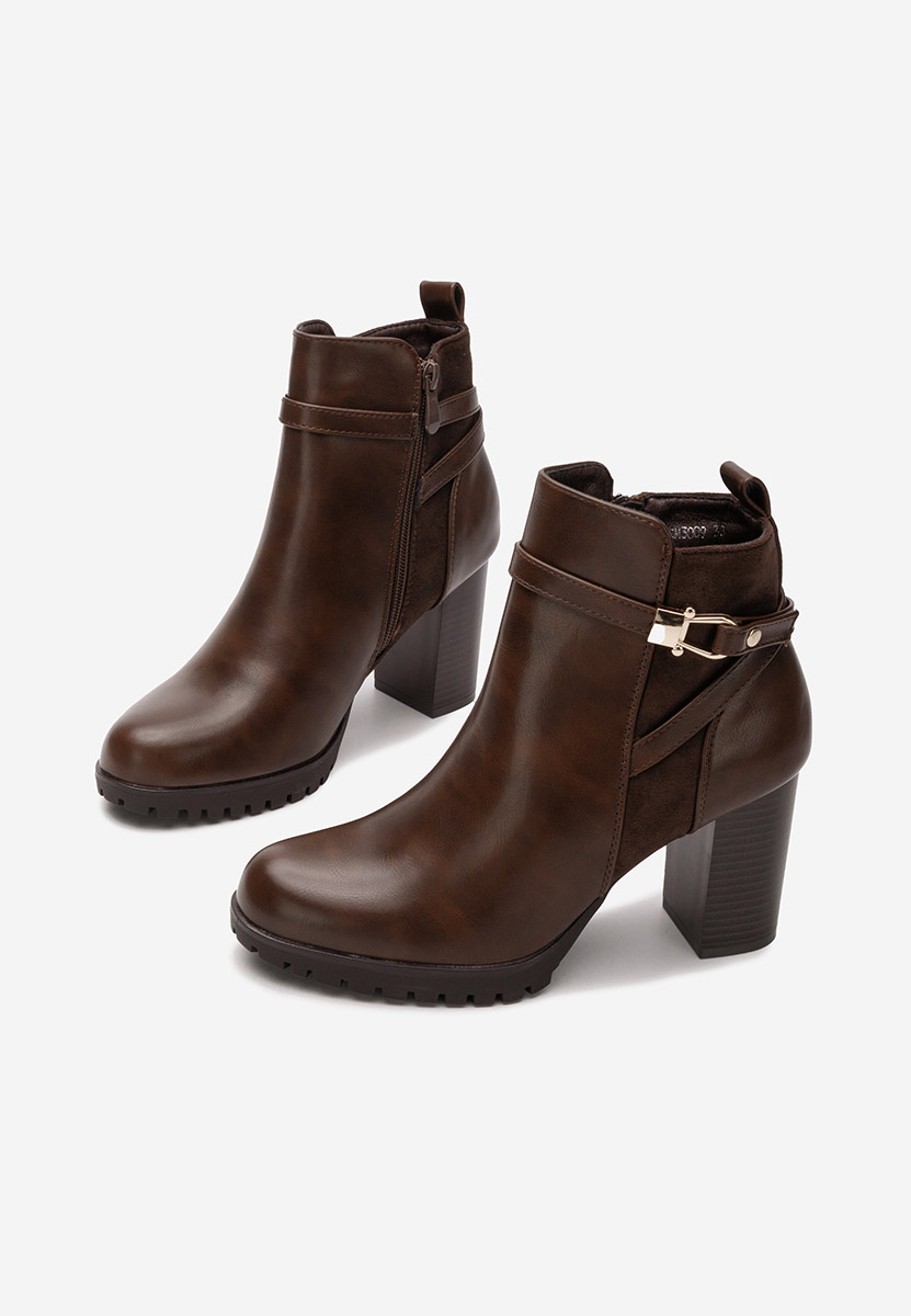 Botine cu toc gros Aleshia maro