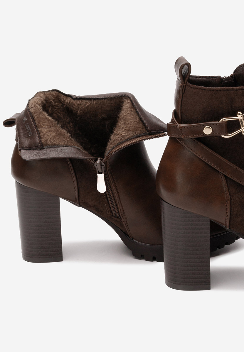 Botine cu toc gros Aleshia maro