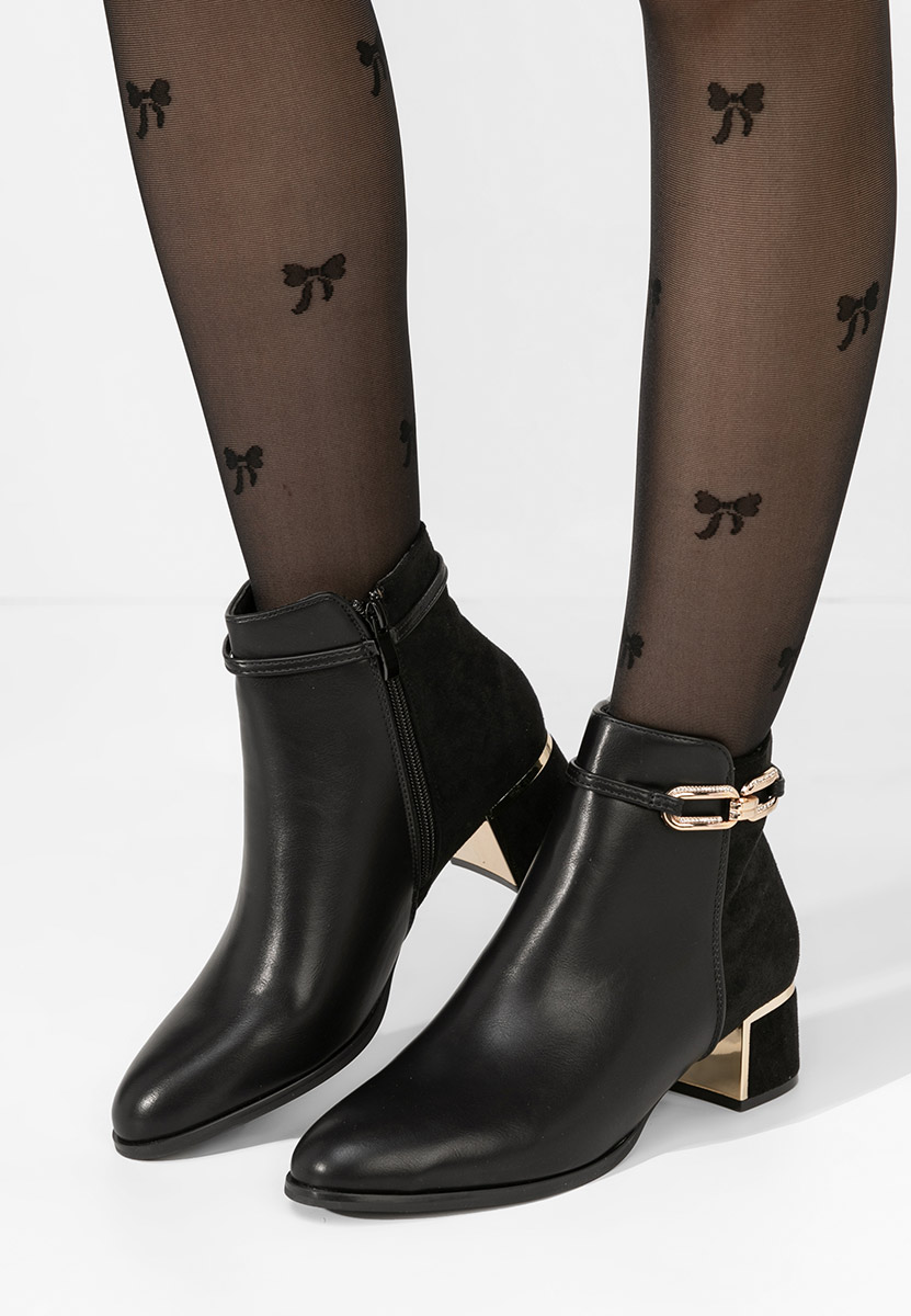 Botine cu toc gros Verla negre