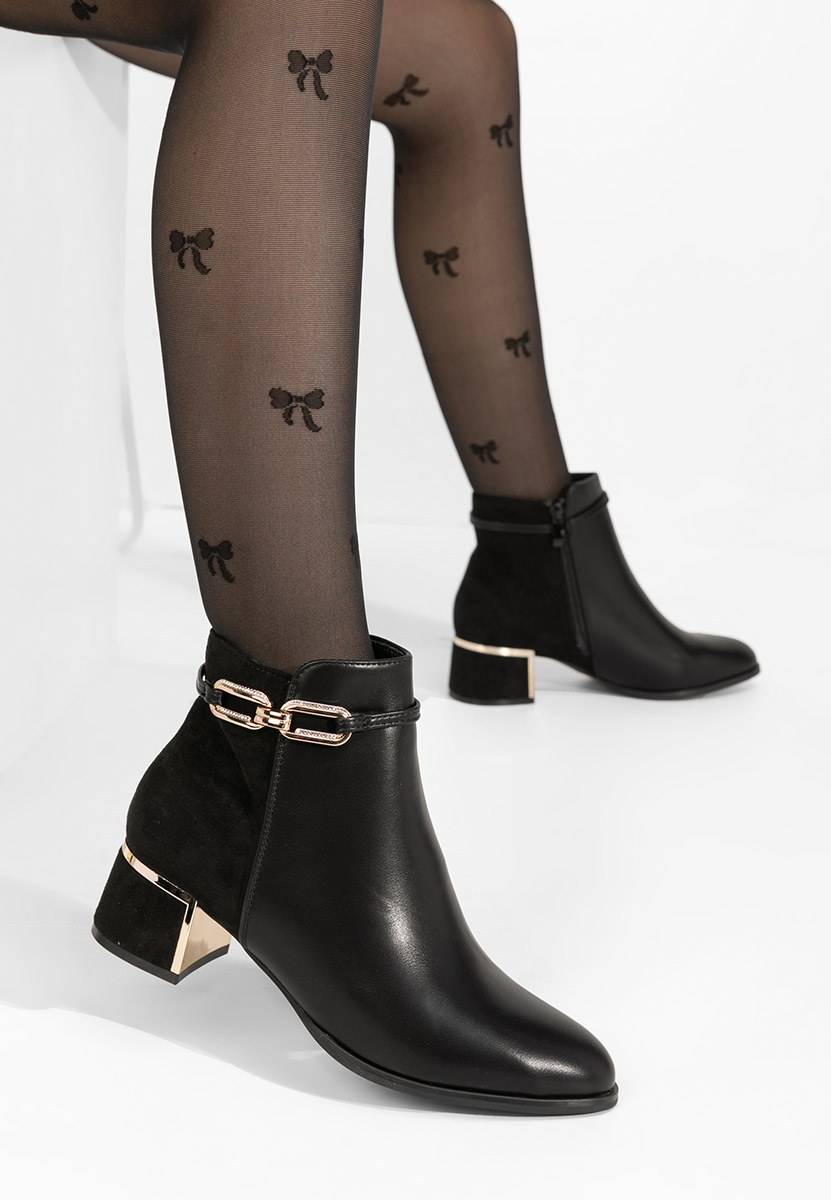 Botine cu toc gros Verla negre