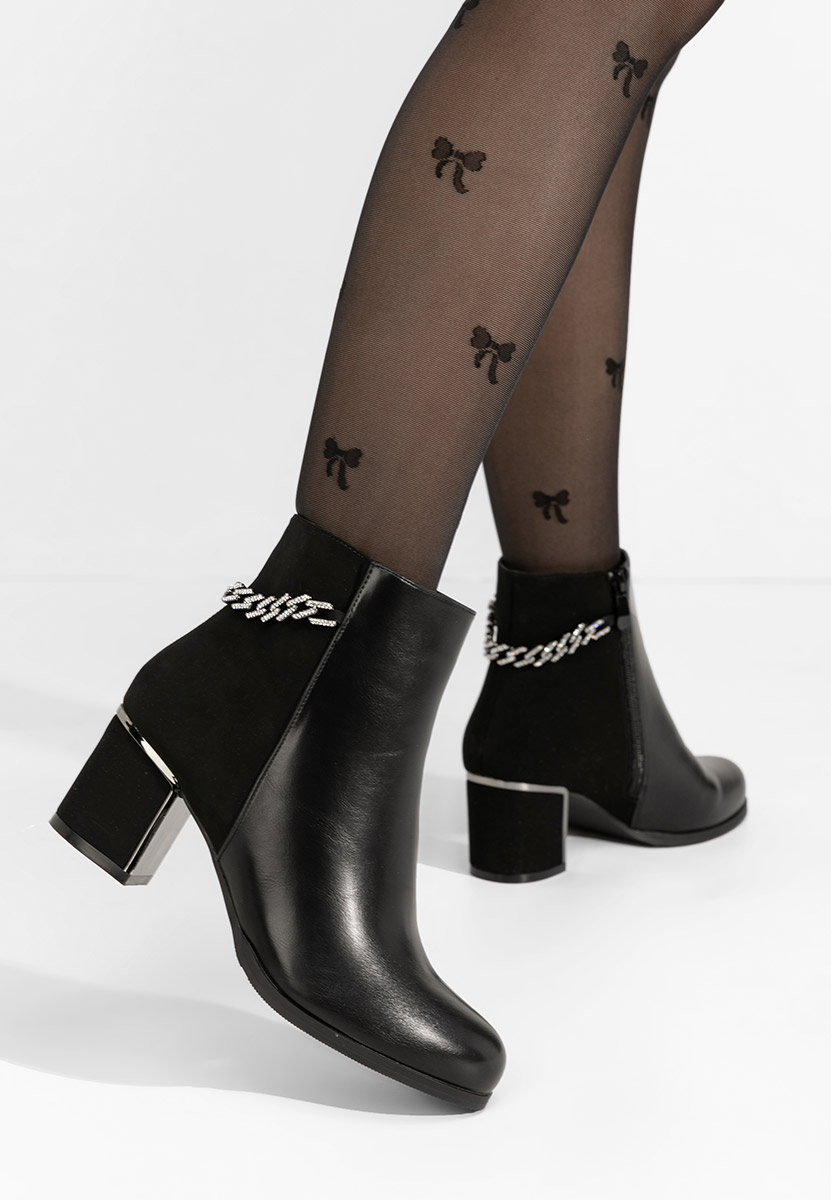 Botine cu toc gros Akilah negre