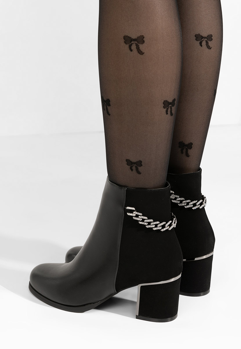 Botine cu toc gros Akilah negre