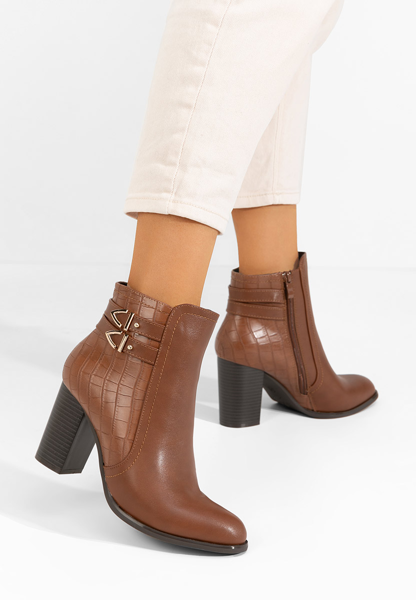 Botine cu toc gros Theodore camel